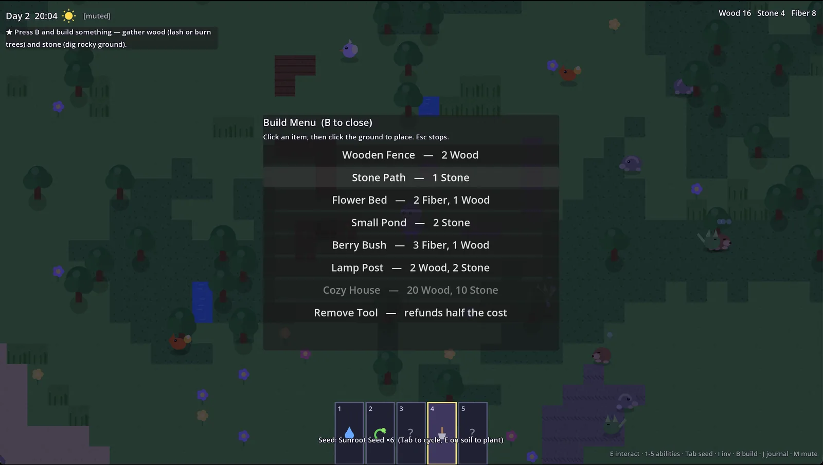 Fable's build menu in Blobbo's Island.