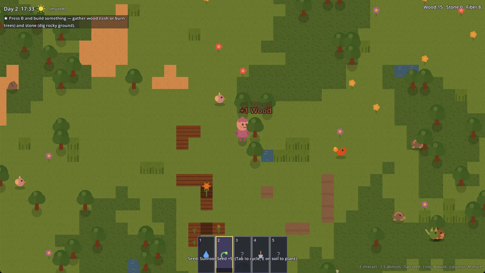 Using an ability at golden hour in Blobbo's Island, with creatures nearby.