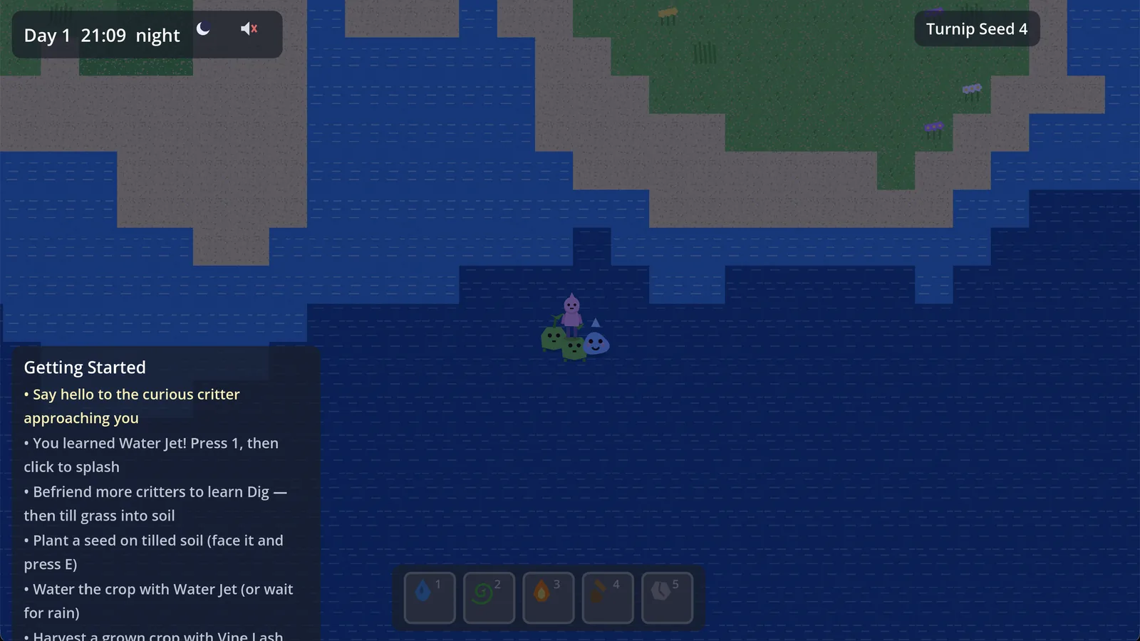 Riding a creature around Muddle's Meadow with a trail of others following.