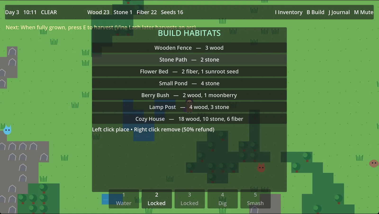 Sol's build menu in Shapehaven Island.