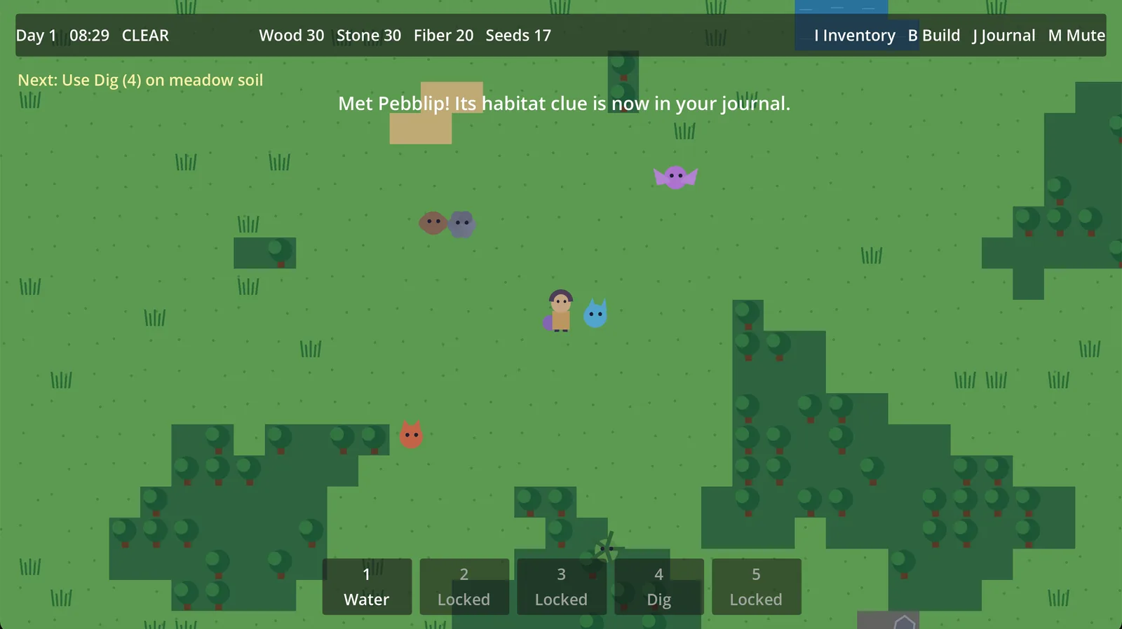 The creature crew in Shapehaven Island by day, eyes tracking the player.